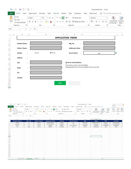 Data Entry Form in Excel