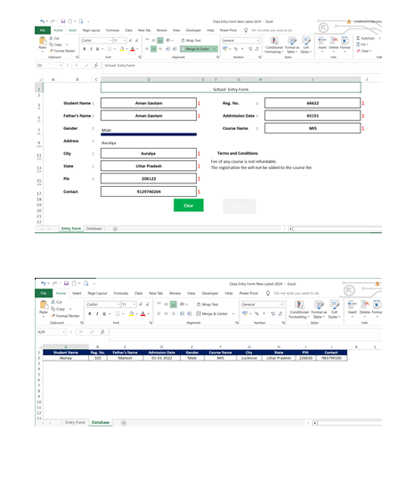 School Student Record  Data From